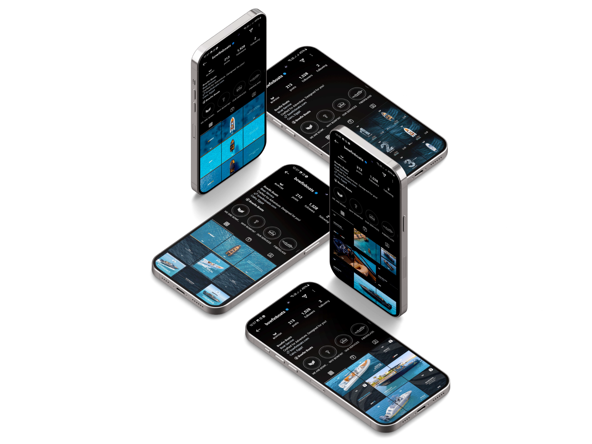 Bowfin Instagram on multiple phones